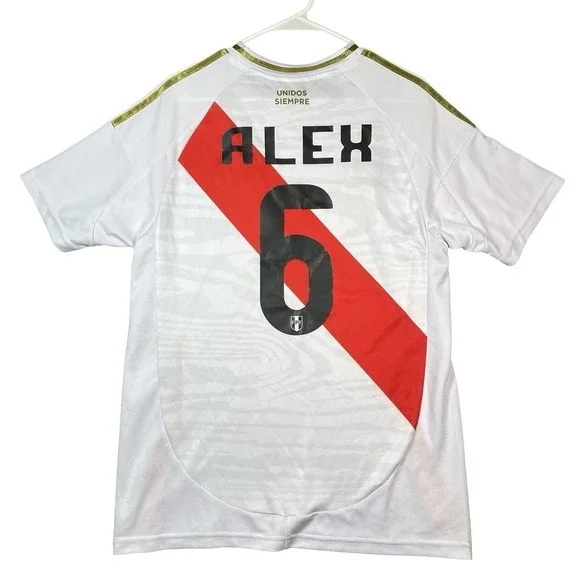 Adidas Peru Soccer Jersey Mens XL National Team Copa America 24 White Red Slash - Picture 5 of 8